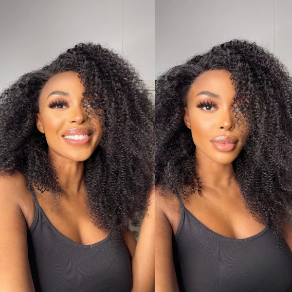 Pre Cut Lace | Kinky Curly 13x4 HD Lace Frontal Wig With Pre-plucked Edges Wig Easy Wear And Go