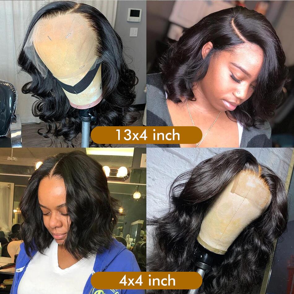 Megalook HD Lace Body Wave 13x6 Lace Front Short Bob Wig Human Hair Brazilian Wig