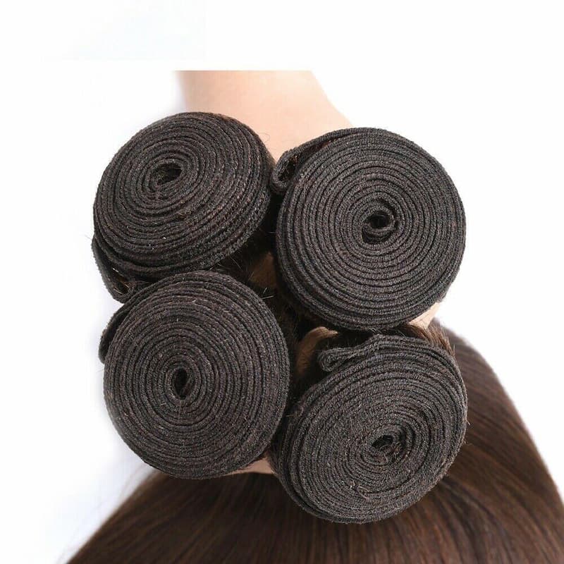 Color #4 Chestnut Brown Body Wave/Straight 3 Bundles 100% Virgin Human Hair Extension