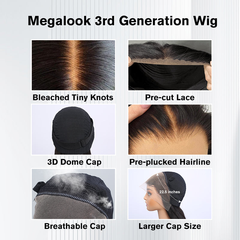 Pre Cut Lace | Breathable Cap Glueless 13X4 HD Lace Wig Water Wave Human Hair Wear And Go Wig