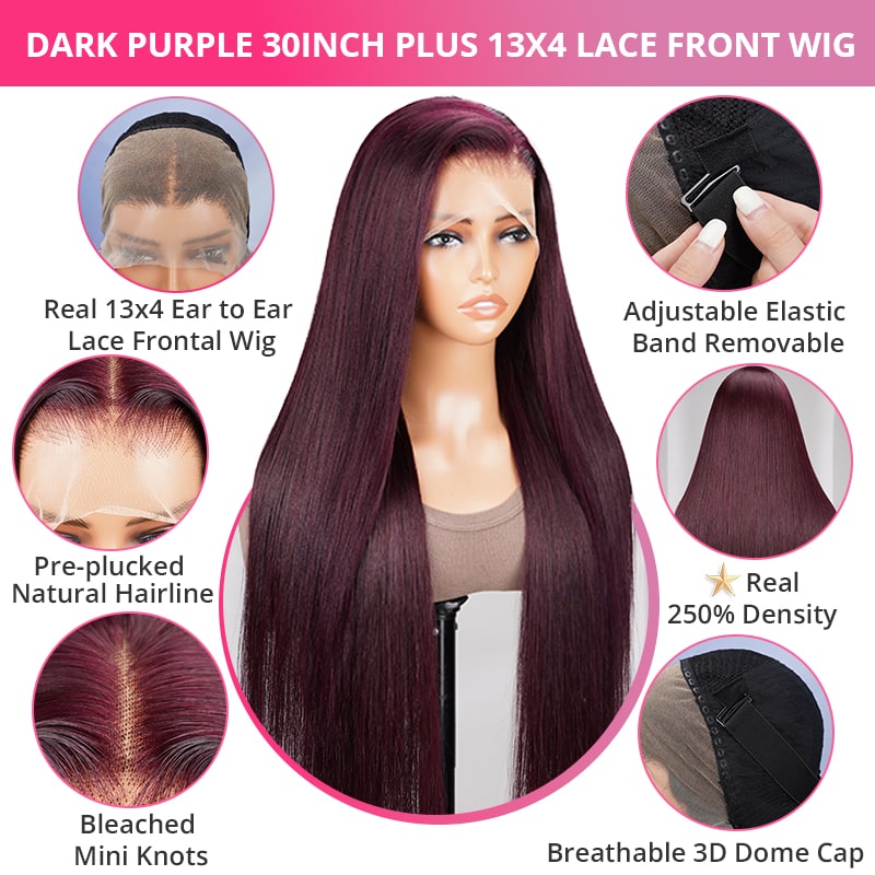 (Super Deal)Megalook 30inch #613 / P1b/30 Highlight/#4 Chocolate Brown Bone Straight Hair Undetectable Transparent Lace Wig