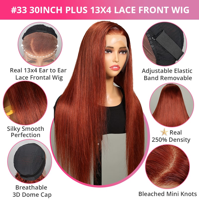 (Super Deal)Megalook 30inch #613 / P1b/30 Highlight/#4 Chocolate Brown Bone Straight Hair Undetectable Transparent Lace Wig