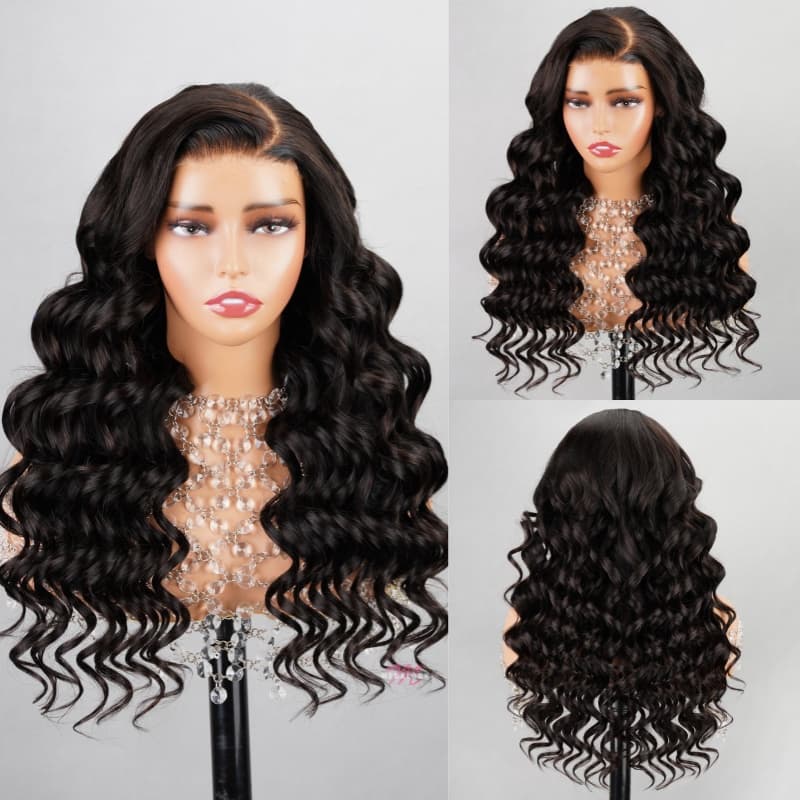 Megalook 6x5 Pre Cut Glueless  Wear And Go Natural New Style Side Part Megalook Curly Human Hair Wigs