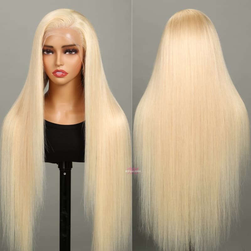 13x4 Lace Wigs 613 Blonde Straight/Body Wave Human Hair Wigs Can Dye to Pink Blue Green purple silver ginger orange Gold Color