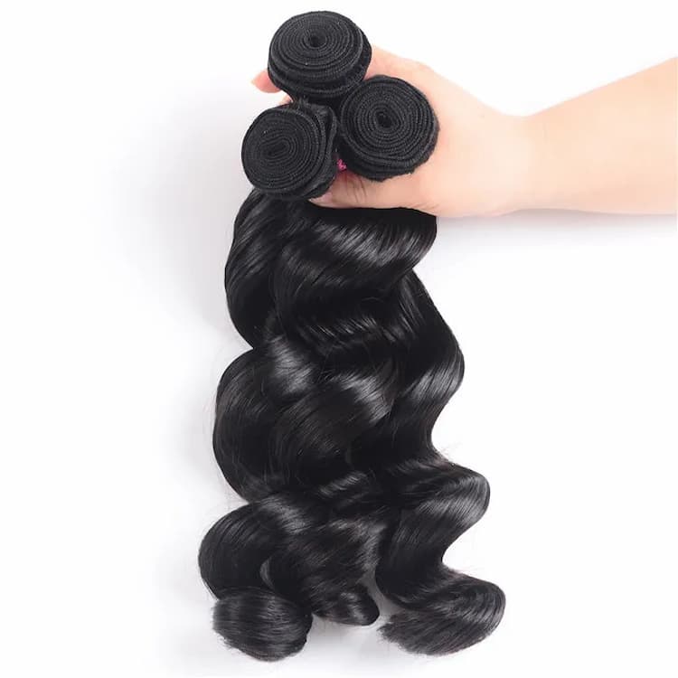 Megalook 10A Loose Wave Bundles Brazilian Hair Weave Extensions 3 Pcs Remy Human Hair Wefts