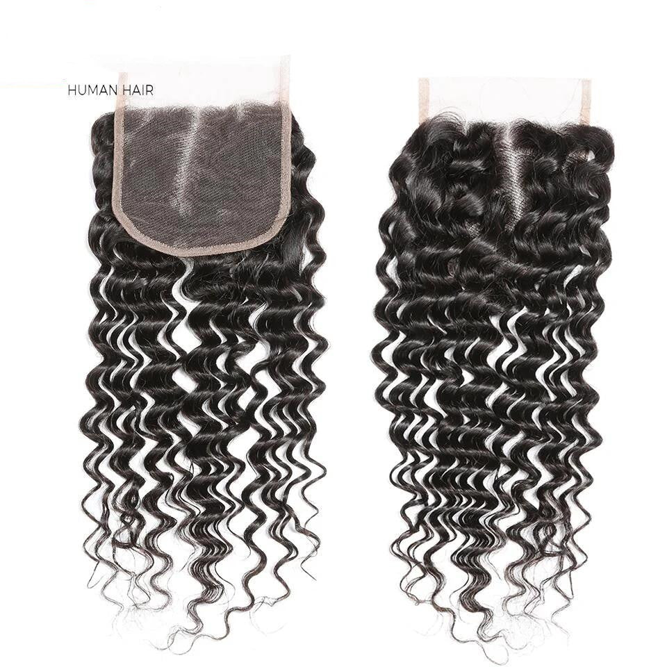 4x4/5x5/13x6/13x4 Transparent Lace Frontal Closure Brazilian Deep Wave Virgin Hair Ear to Ear Frontal Free Part