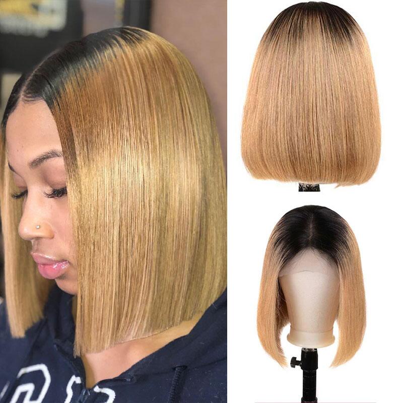 Megalook 4x4 Bob Wigs All Color Straight 100% Virgin Human Hair Lace Wigs