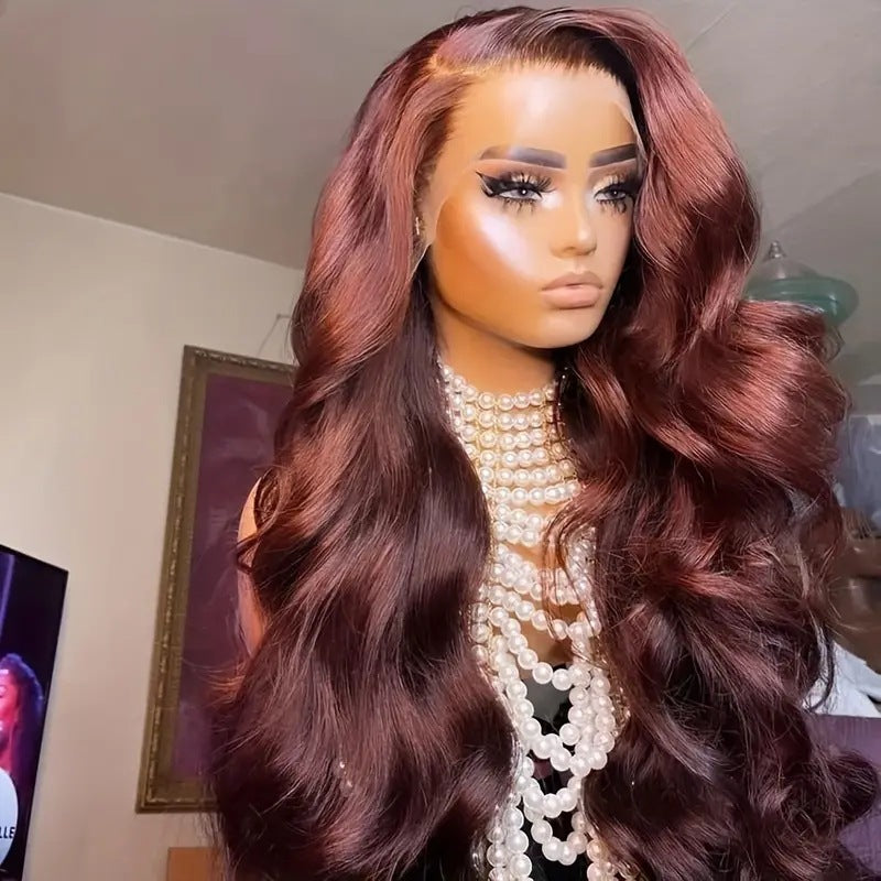 WOWANGEL Reddish Brown 9X6 Wear Go Glueless Wig HD Lace Wigs Body Wave