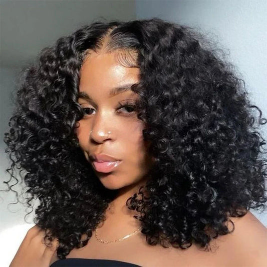 WOWANGEL Wear & Go 5x5 Skinlike Real HD Lace Closure Wig Curly BOB Glueless Install