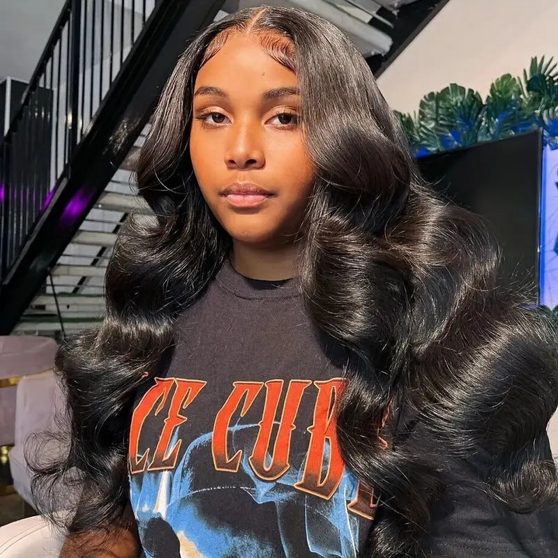 (Super Sale)Megalook 13x4 Lace Front Long Mixed Brown Black 6x5 Pre Cut Wear Go Loose Wave Pre-plucked Glamorous Wigs