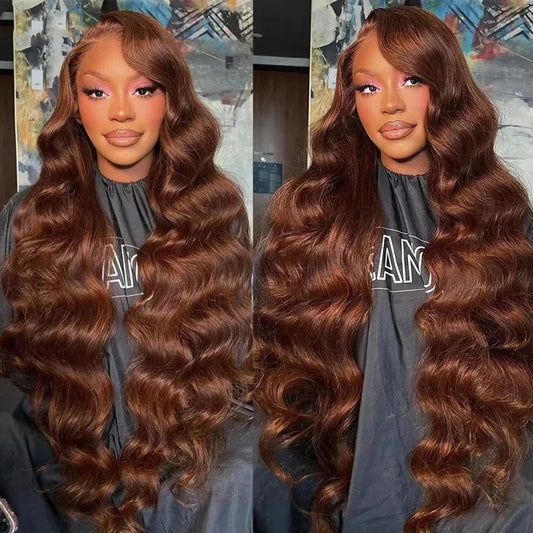 Chocolate Brown Body Wave Lace Front Wig 100% Human Hair Raw Hair