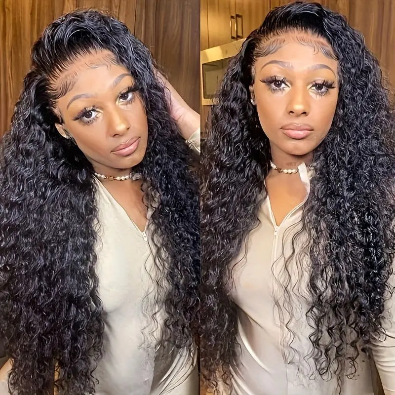 Megalook Water Wave Human Hair Wigs Lace Closure Wigs 180% Density Wet And Wavy For Black Women