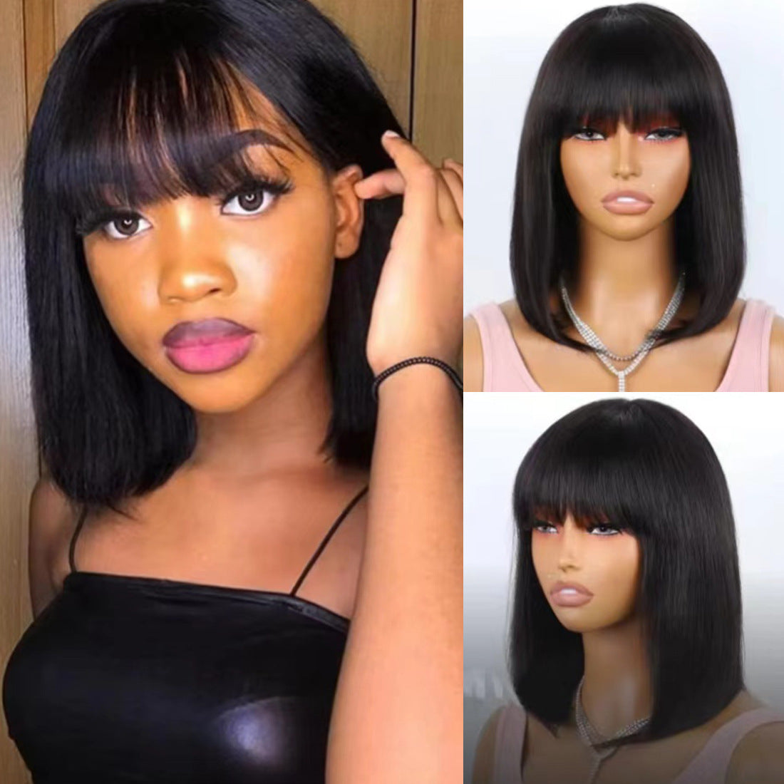 WOWANGEL Wear & Go Straight Short BOB With Bangs 5x5 HD Lace Closure Wig Glueless Wig