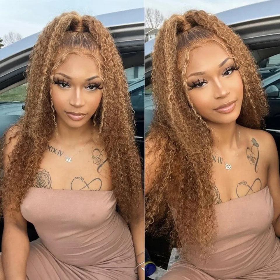 13x4 Lace Front Honey Blonde Highlights Water Wave Pre-Everything Wig With Invisible Knots