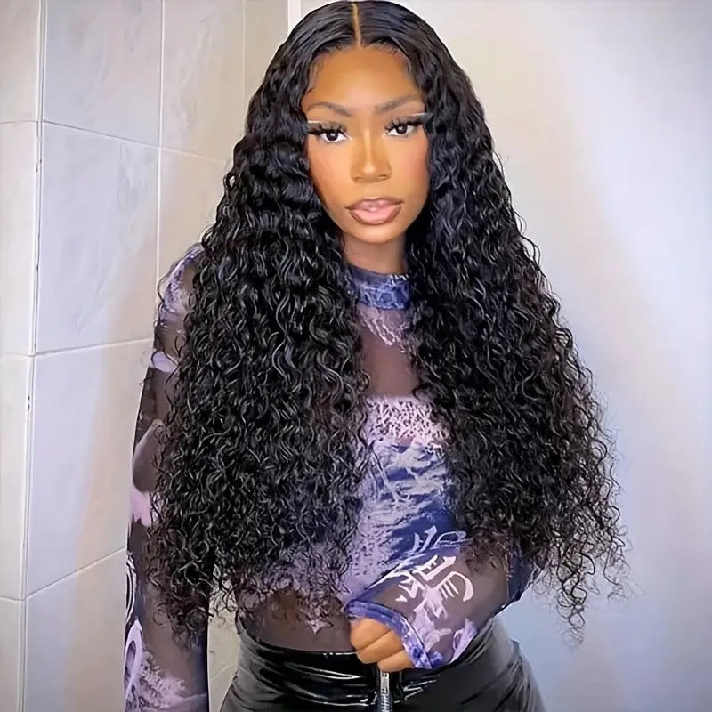 Megalook Water Wave Human Hair Wigs Lace Closure Wigs 180% Density Wet And Wavy For Black Women