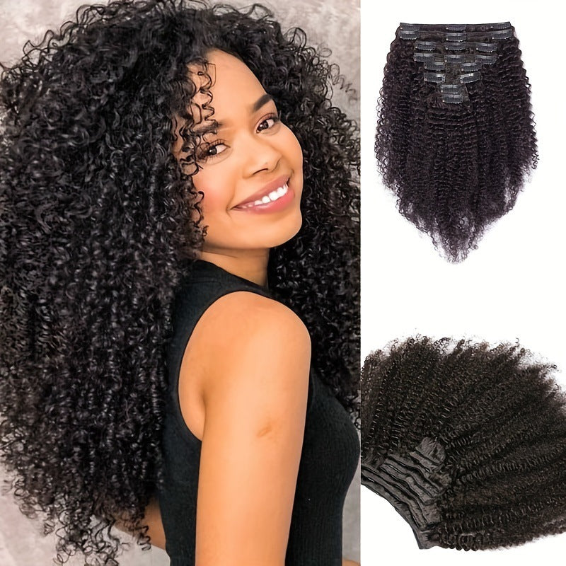 Afro Kinky Curly，Natural Scalp Glueless Real 100 %Human Hair Wigs Coily Hair V Part Wigs 150% Density