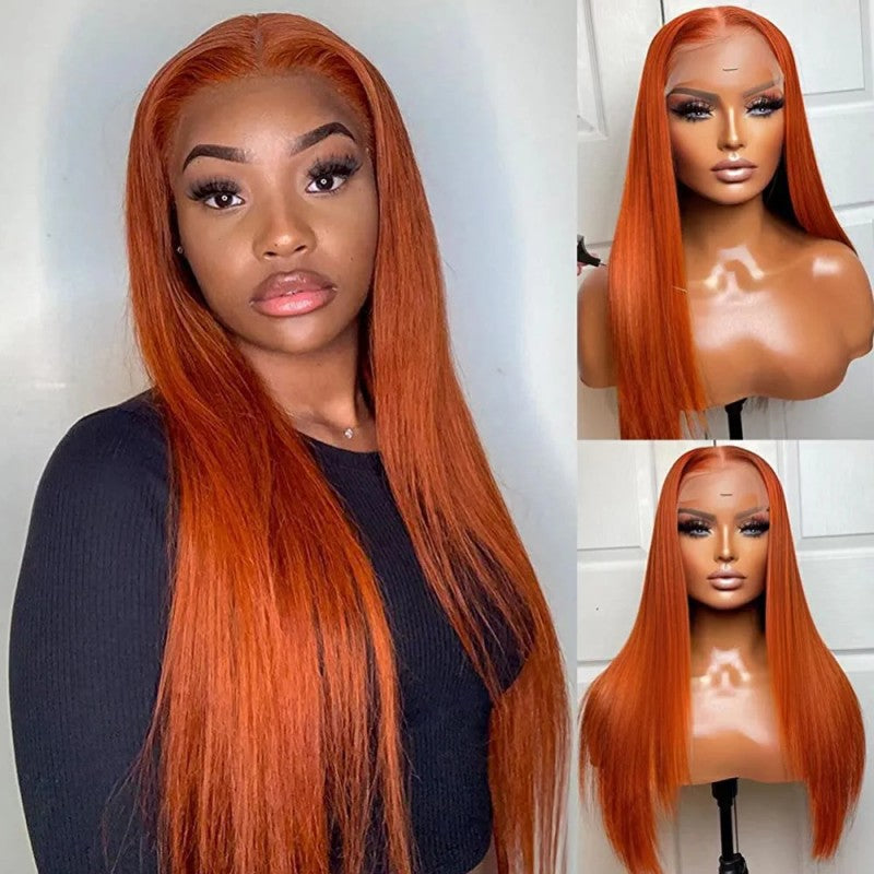 WOWANGEL Reddish Brown 9X6 Wear Go Glueless Wig Straight HD Lace Wigs