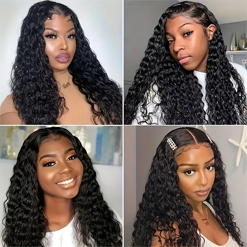 Megalook Water Wave Human Hair Wigs Lace Closure Wigs 180% Density Wet And Wavy For Black Women