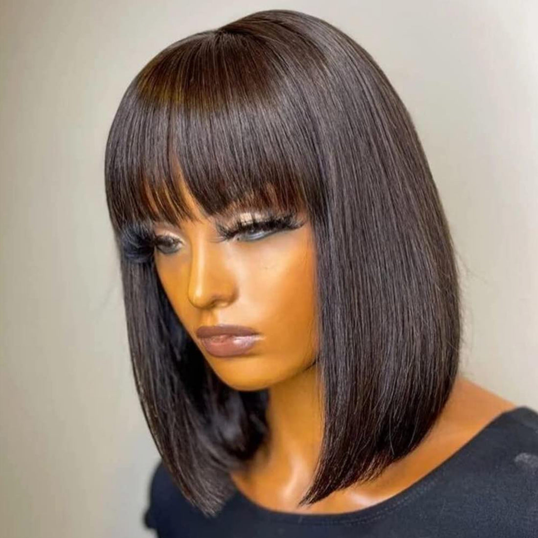 WOWANGEL Wear & Go Straight Short BOB With Bangs 5x5 HD Lace Closure Wig Glueless Wig