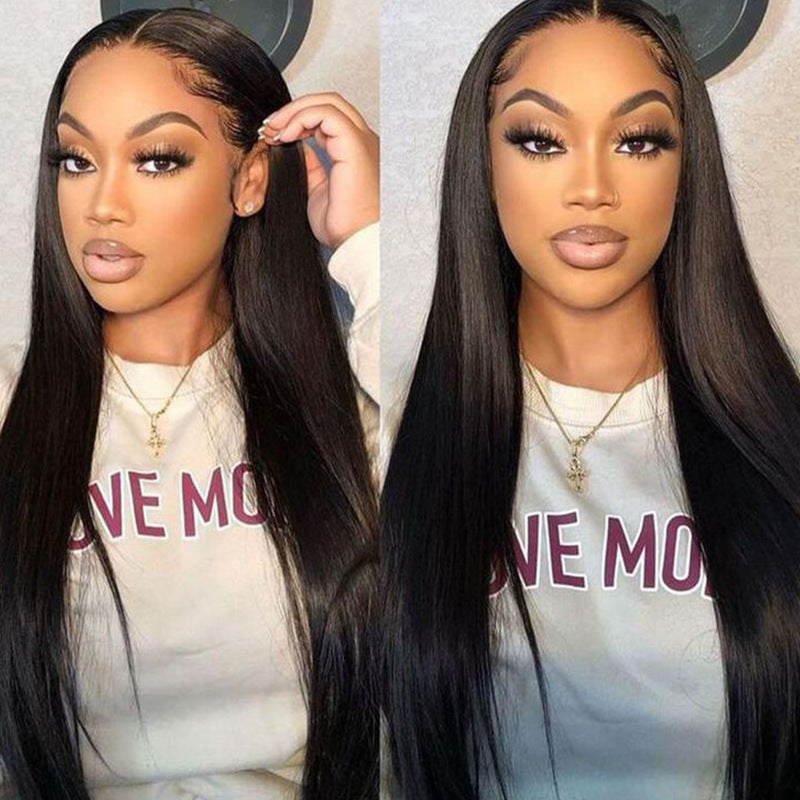 WOWANGEL Wear & Go Jet Black 5X5 HD Lace Closure Wigs Straight Glueless Wig