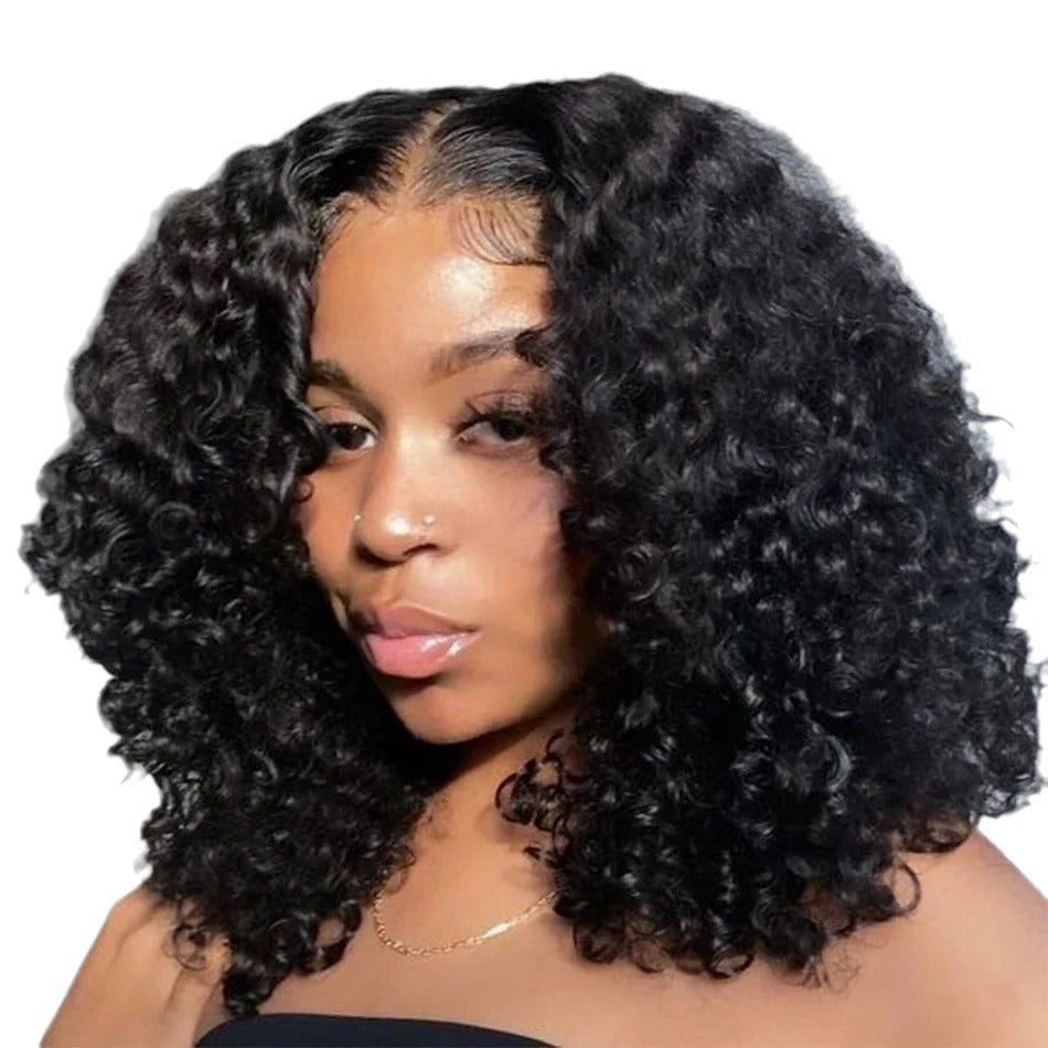 WOWANGEL Wear & Go 5x5 Skinlike Real HD Lace Closure Wig Curly BOB Glueless Install