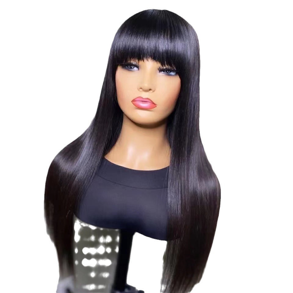 WOWANGEL Straight Bangs Wig Pre-Everything 9X6 Wear Go Glueless Wigs