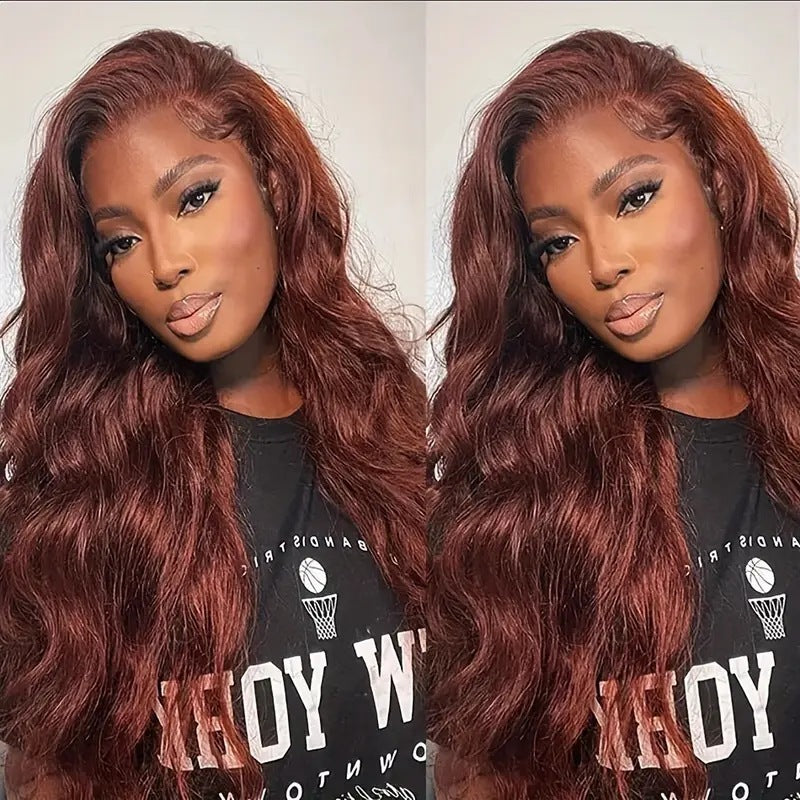 WOWANGEL Reddish Brown 9X6 Wear Go Glueless Wig HD Lace Wigs Body Wave