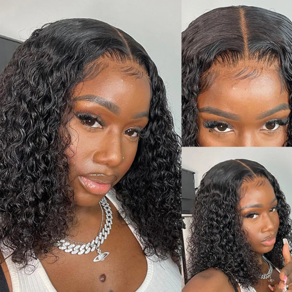 WOWANGEL Wear & Go 5x5 Skinlike Real HD Lace Closure Wig Curly BOB Glueless Install