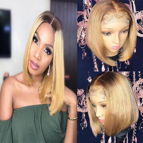 Megalook 4x4 Bob Wigs All Color Straight 100% Virgin Human Hair Lace Wigs