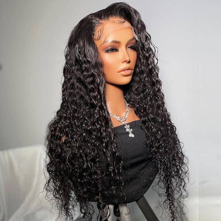 4x4/13x4 Crystal Lace Frontal Wigs Upgrade HD lace Pre Plucked Water Wave Hair Invisible Lace Wig 180% Density