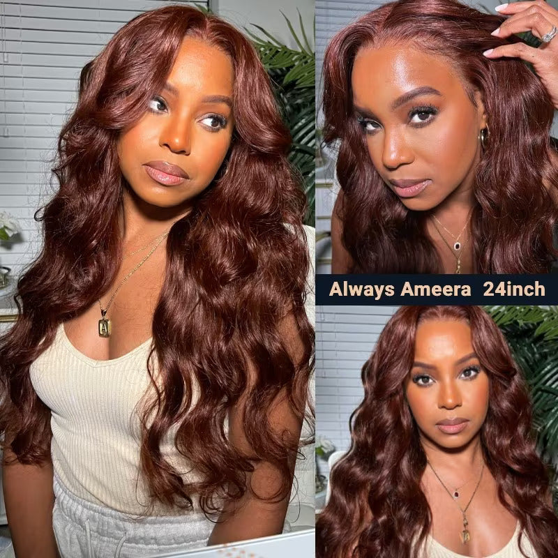 $100 OFF Code: MS100 | Pre-Cut 5x6 HD Lace #33 Reddish Copper Brown Straight Breathable Airy Cap Real Glueless Human Wigs