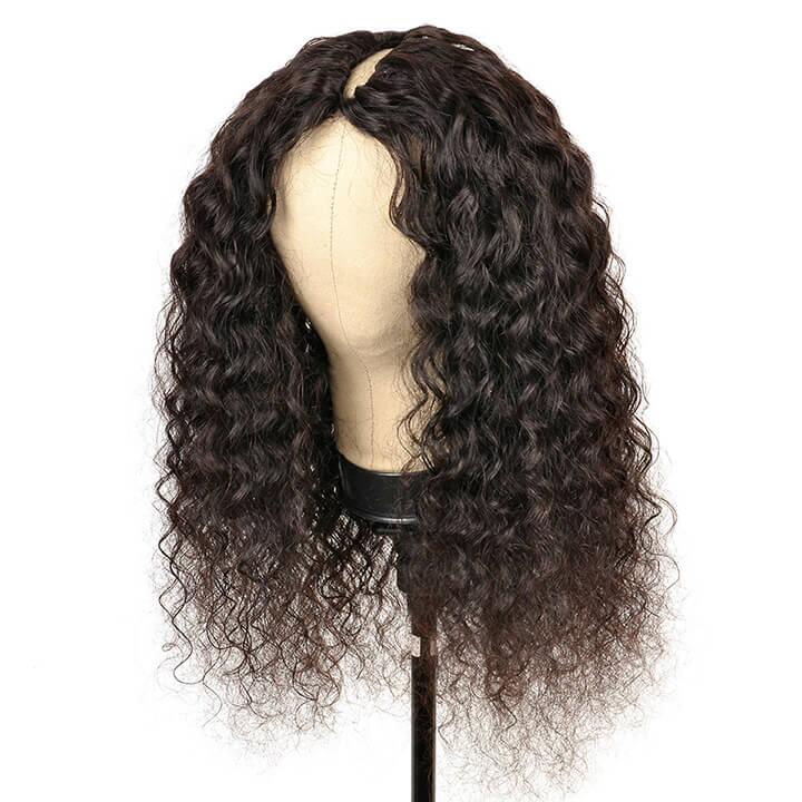 Megalook Glueless V Part 0 Skill Needed Wig Thin Part Remy Hair Water Wave Wigs Upgrade U part Wig Without Leave out