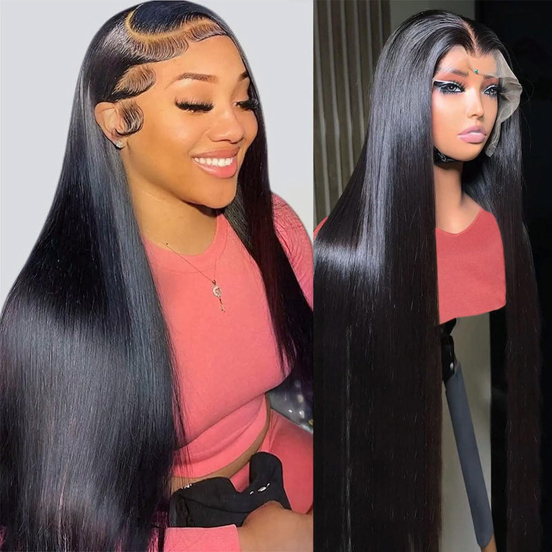 Megalook Best Quality SDD Bone Straight Transparent 13x4 Lace Frontal Wig Pre-bleached Pre-plucked With Natural Hairline