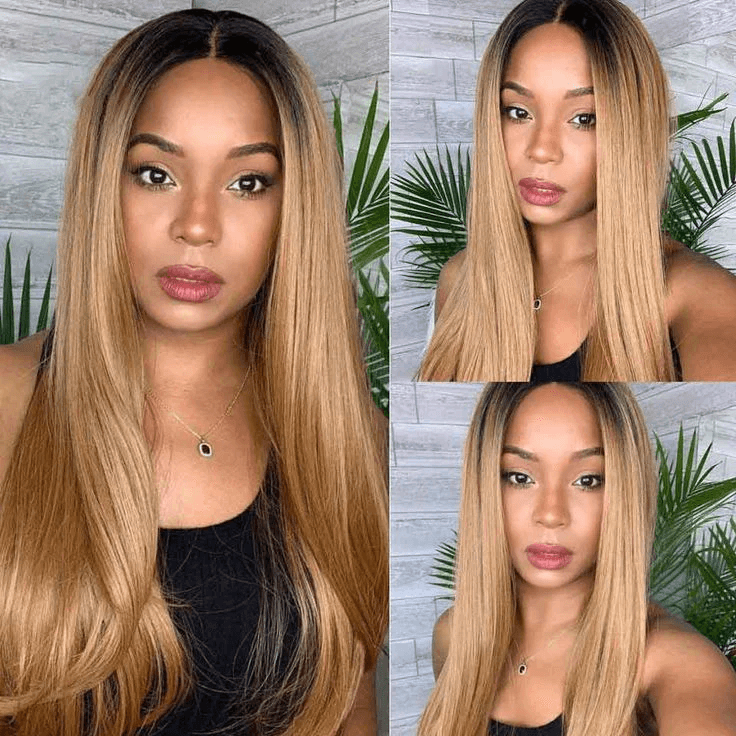 Real Glueless Wig Ombre Color HD 5x5 Lace Closure Wigs Striaght/Body Wave Human Hair Wig Ombre Color 1b/27 Dark Roots