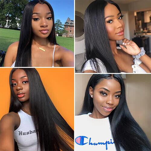 Megalook 4x4 Lace Closure Human Hair Wigs 180% Density Straight Human Hair Wig