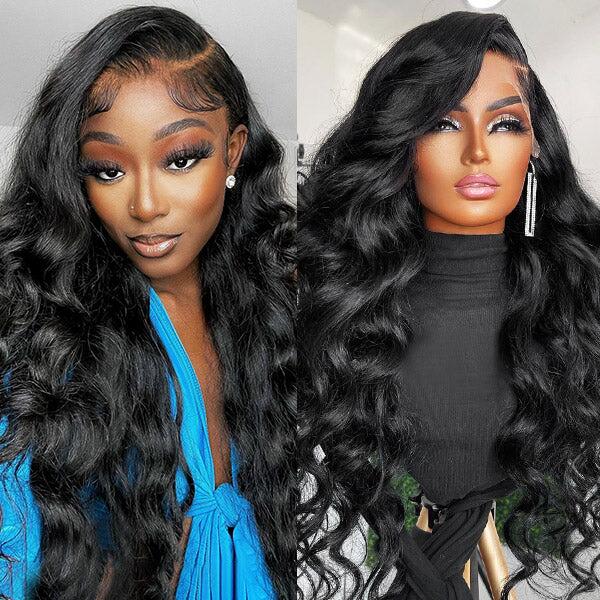 Megalook Loose Wave 4X4/13x4 Upgrade REAL HD lace Wigs Crystal Lace Frontal Hair Pre Plucked With Baby Hair Wigs For Women Black