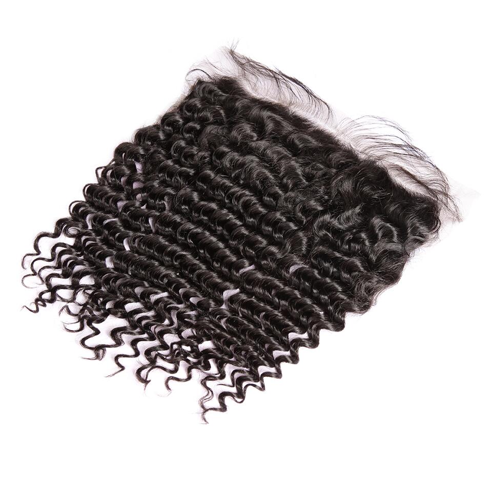 3Bundles Brazilian Deep Wave Hair With 13*4 Ear to Ear Lace Frontal Closure 10A Grade Deal