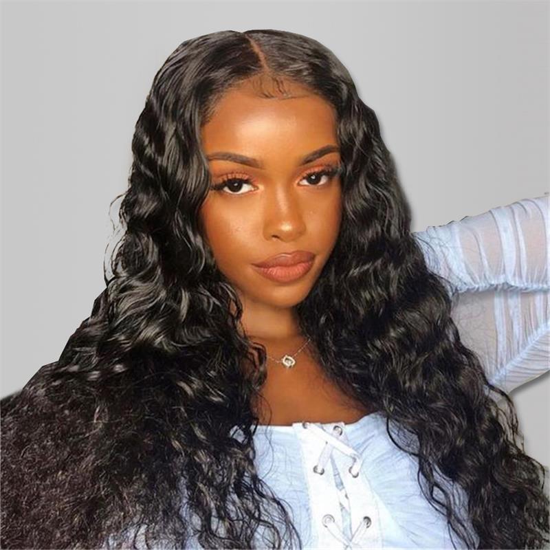 Lace Closure Wig 5x5 Lace Closure Wigs Deep Wave Human Hair For Women Black