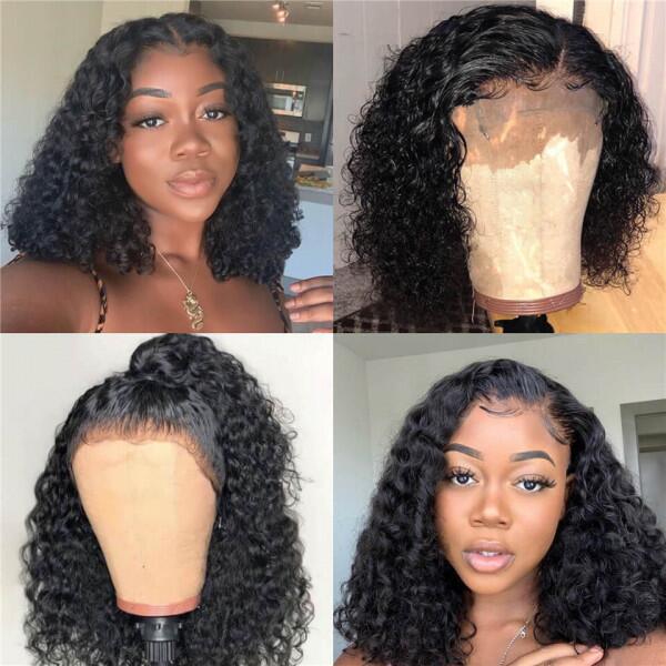 Short Bob Wigs Water Wave Bob 13x4 Hd Lace Front Wigs Human Hair Wigs