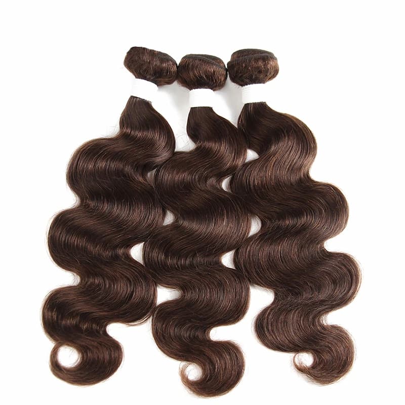 Color #4 Chestnut Brown Body Wave/Straight 3 Bundles 100% Virgin Human Hair Extension