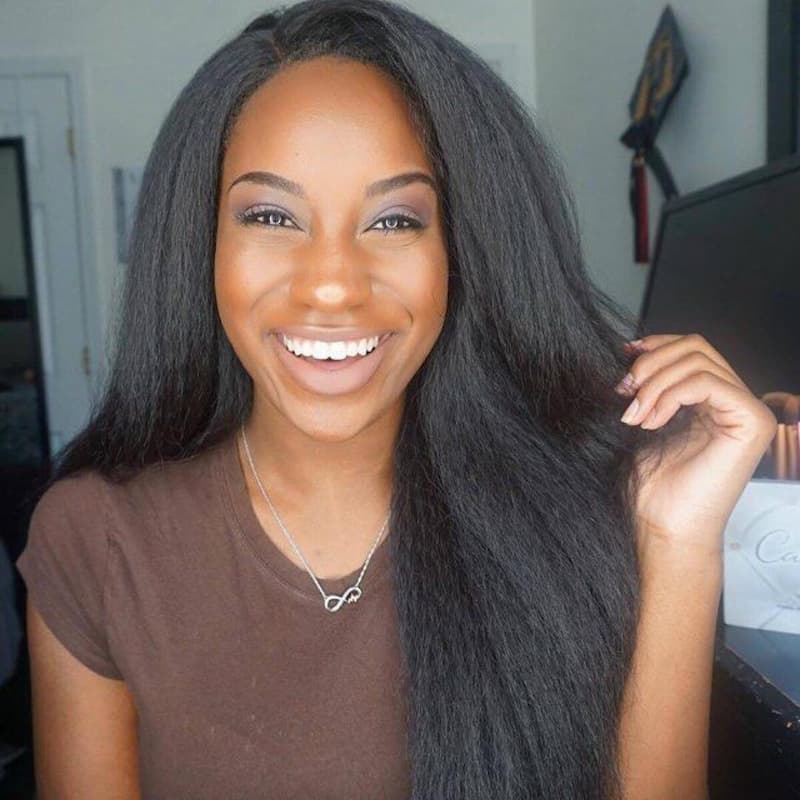 Megalook 360 Lace Frontal Wigs Glueless Brazilian Wigs With Baby Hair Pre-plucked Natural Hairline Yaki Straight Wig