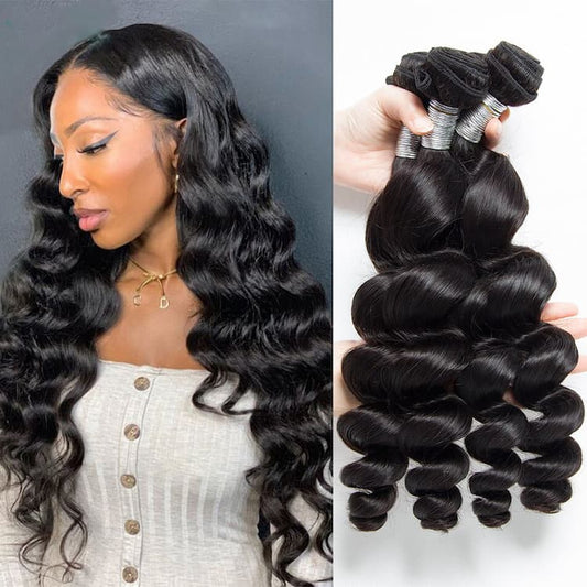 Megalook 10A Loose Wave Bundles Brazilian Hair Weave Extensions 3 Pcs Remy Human Hair Wefts