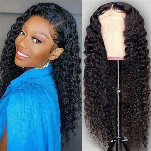 Megalook Closure Wig 5x5 Lace Closure Human Hair Wigs Deep Wave Lace Wigs