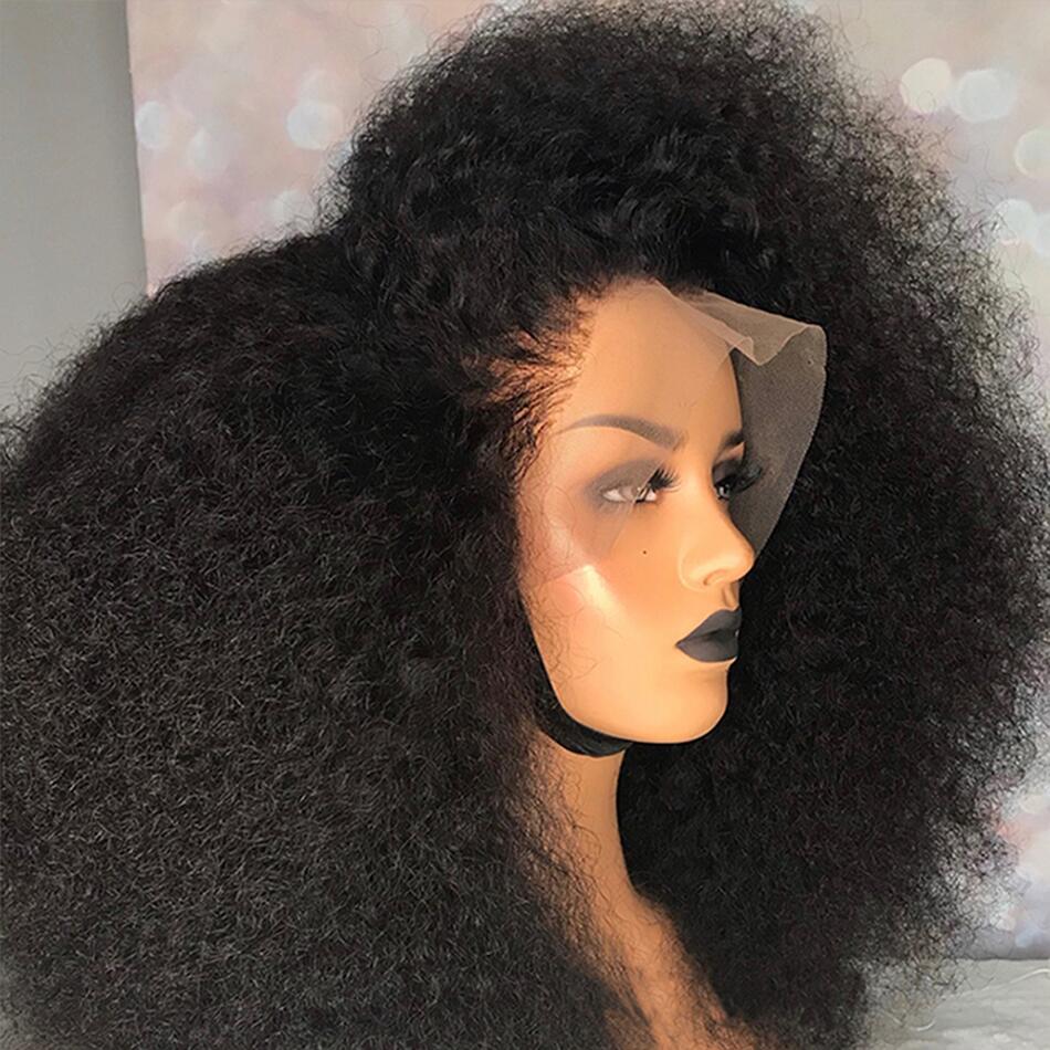 Afro Kinky Curly Natural Color Curly Wig 13x4 Lace Frontal Virgin Human Hair Wigs