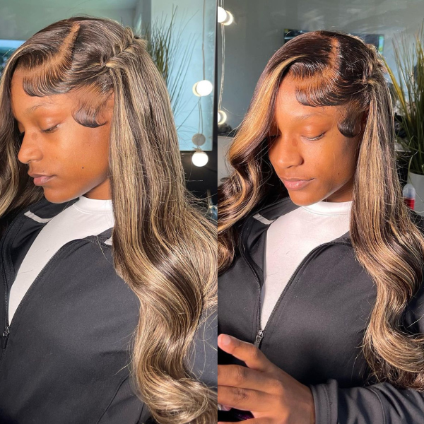 $100 OFF Code: MS100 | Classic Style Body Wave Honey Blonde/P1B30 Highlights Transparent Lace 13x4 Lace Human Hair Wigs Free Part Wig