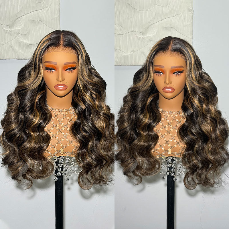 Pre Cut Lace | Upgrade Breathable Airy Cap Bleach Knots Balayage 13X4/6X5 Body Wave/Straight HD Lace Frontal Pre-plucked Easy Wear And Go Wig