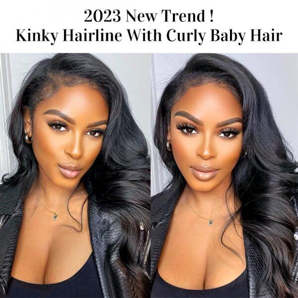 (Super Deal)4C Edges Wig 360 Lace Wigs With 4c Hairline Deep Curly/Body Wave Human Hair Wigs