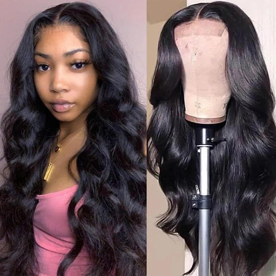 (Super Deal) $99=22''4X4 Swiss Lace Natural Color Lace Cheap Closure Wigs Body Wave Wig Pre-Plucked With Baby Hair