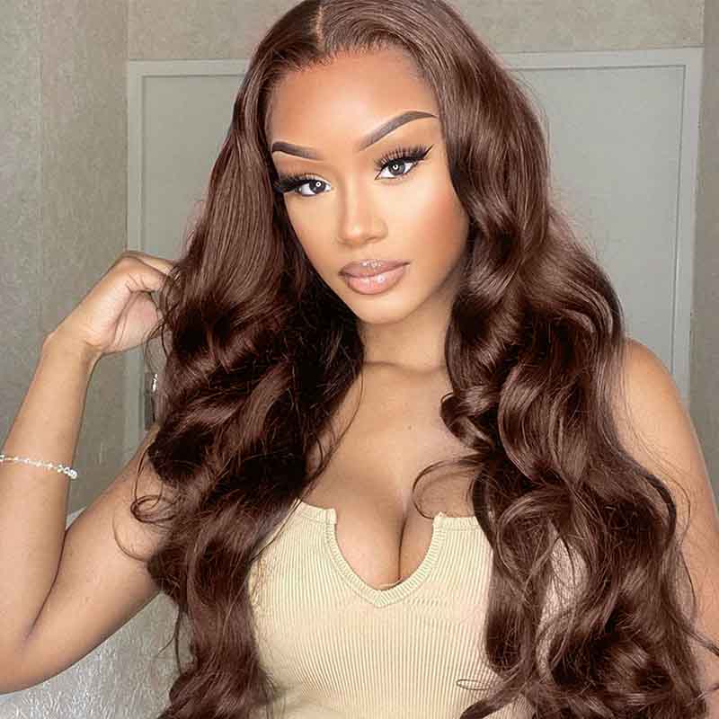 (Super Deal) Megalook 13x4 Lace Highlight P1B/30 Highlight Brown #4 Chestnut Body Wave Wig Undetectable Lace Front Wigs