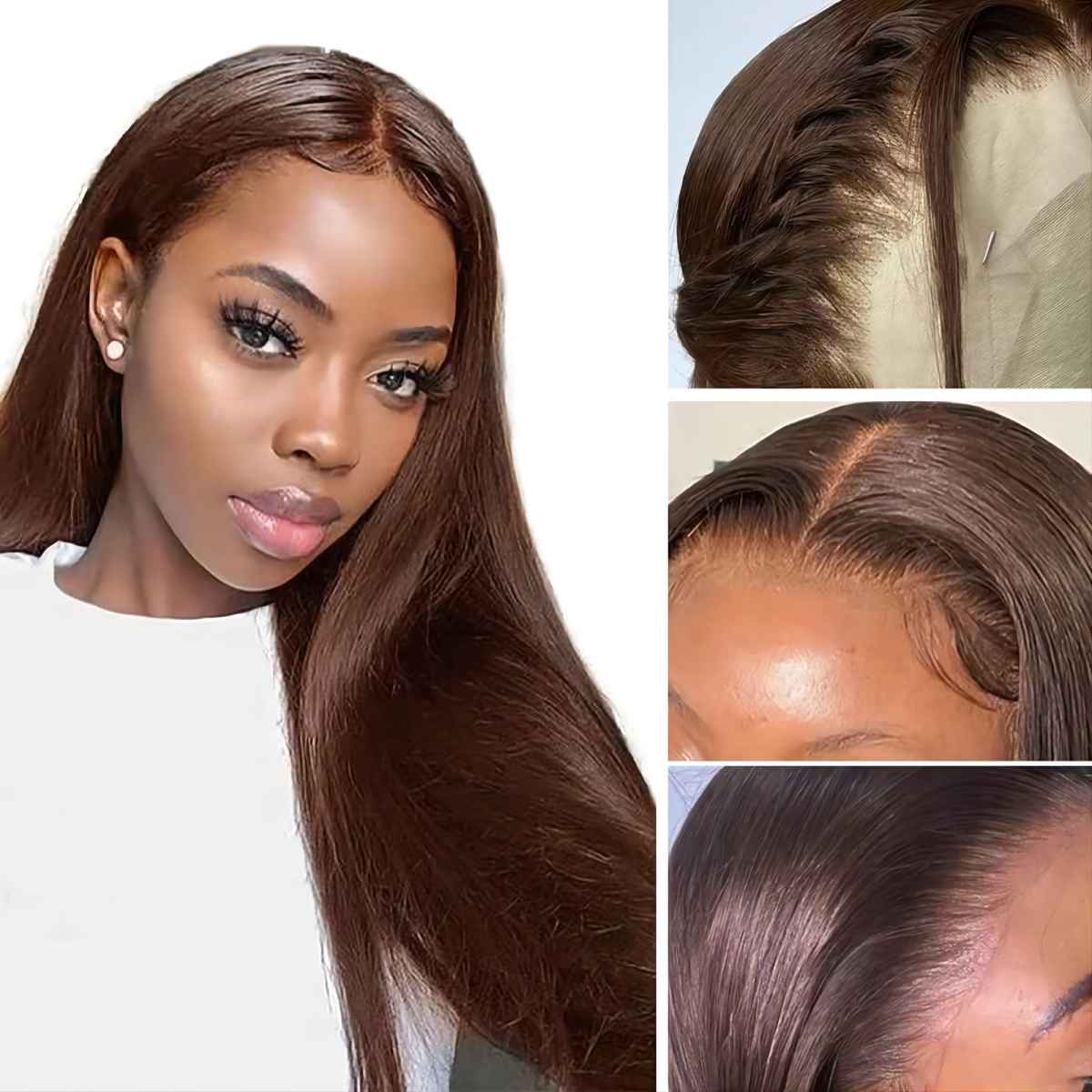 Pre Cut Lace | #4 Dark Brown Colored 13X4 6X5 Body Wave Chocolate Straight HD Lace Frontal Wigs